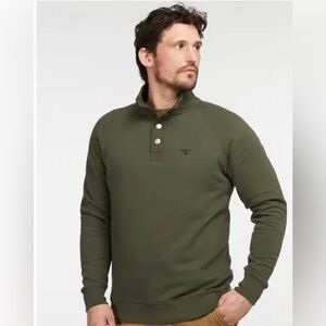 Barbour Olive Half Snap Sweatshirt